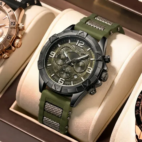 Relógio Masculino Pulseira de Silicone Moda Luxo Presente