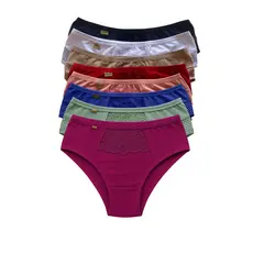 Kit Calcinha Cintura Alta Tangão Cós Alto Conforto Feminina Senhora