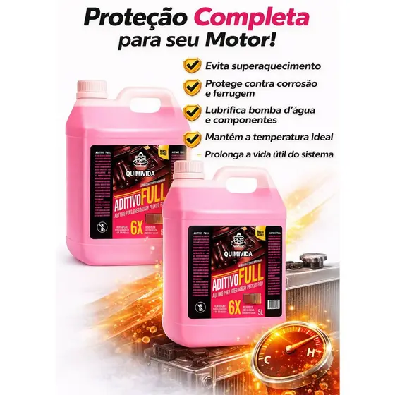 Aditivo Para Radiador Quimivida 5L Rosa Proteção Total Motor