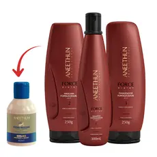 Kit Crescimento Capilar Aneethun Force System Shampoo Máscara Finalizador Fortalecimento Anti Quebra + Brinde