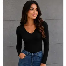 Blusa Feminina Manga Longa V Segunda Pele Suplex Premium