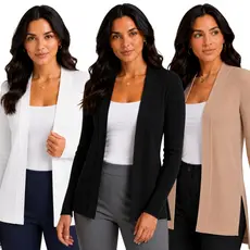 Cardigan Longo Kimono Cardigã Feminino Manga Longa  Canelado Casual Elegante Leve Outono Inverno