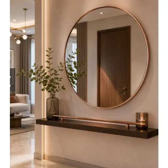 Espelho Redondo Decorativo Moldura Maleável 60cmPrata ou Dourado