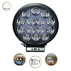 Farol Auxiliar de Milha 42w 14 Leds Redondo Branco Frio 6000k Universal Caminhonete Carro 4x4