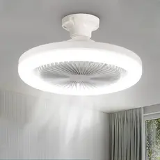 Ventilador de Teto Inteligente Branco Redondo Bivolt E27 30w 6500K LED 3 Níveis Velocidade Controle