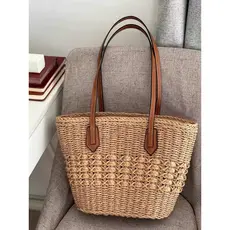 Bolsa feminina de palha semicírculo oco, bolsa de praia de férias, bolsa crossbody, bolsa de ombro
