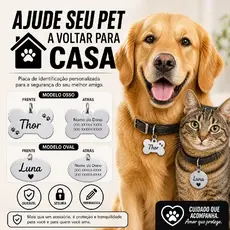 2 Plaquinha Identificação Pet Cachorro Gato Envio Imediato