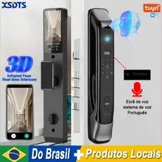 Intercomunicador 3D Em Tempo Real Reconhecimento Facial Impressão Digital Fechadura de porta