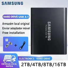 SAMSUNG HD Externo 2TB/4TB/8TB/16TB USB 3.0 Portátil SSD T5 Adaptador De Presente Repositório Local Disco Rígido