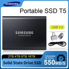 Samsung SSD T5 HD Externo Portátil 2 Tb 4 8 16 USB 3.0 Para Telefones Celulares , Computadores , Laptops