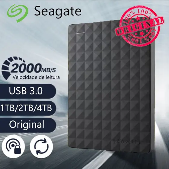 Seagate Original HD Externo USB 3.0 Disco Rígido Portátil 1TB/2TB/4TB Grande Capacidade De Armazenamento Transmissão