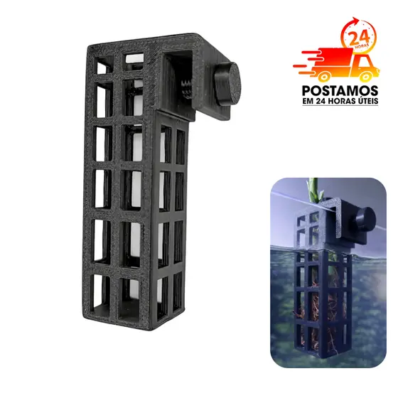 Suporte para Plantas de Aquário Quadrado – Fixação no Vidro com Parafuso | Para Vidro até 8mm