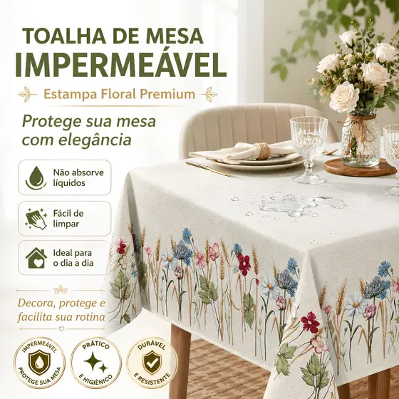Toalha de Mesa Térmica Impermeável 4, 6 e 8 Lugares | Protege do Calor e Líquidos