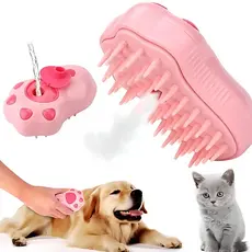 Escova a Vapor 3x1 para Gatos e Cães, Recarregável e Segura-Ideal P/Pêlos Longos/Curtos