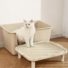 Tapete De Areia Para Gatos Com Suporte De Carga Estável Rampa De Camada Dupla Função