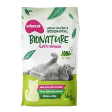 Areia de Mandioca Para Gato 4KG Higienica Biodegradável Bionature Wisecat