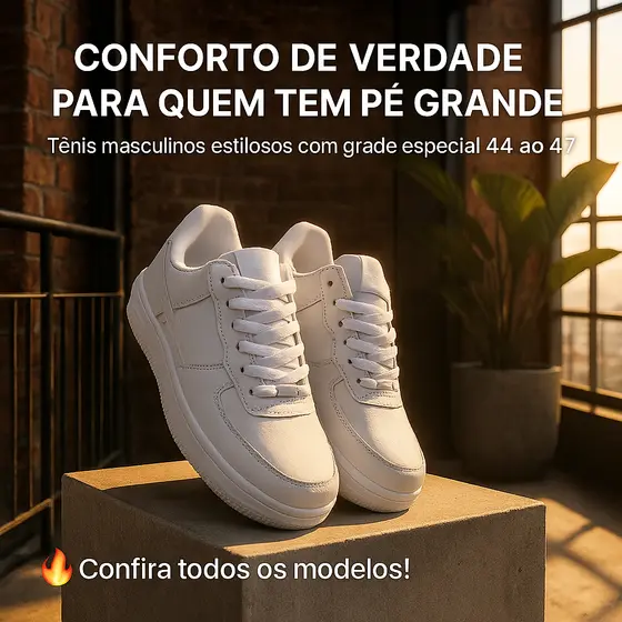 Tênis Branco Masculino - Leve e Super Confortável Numeração Especial 34 ao 48 | COMPRE AGORA!