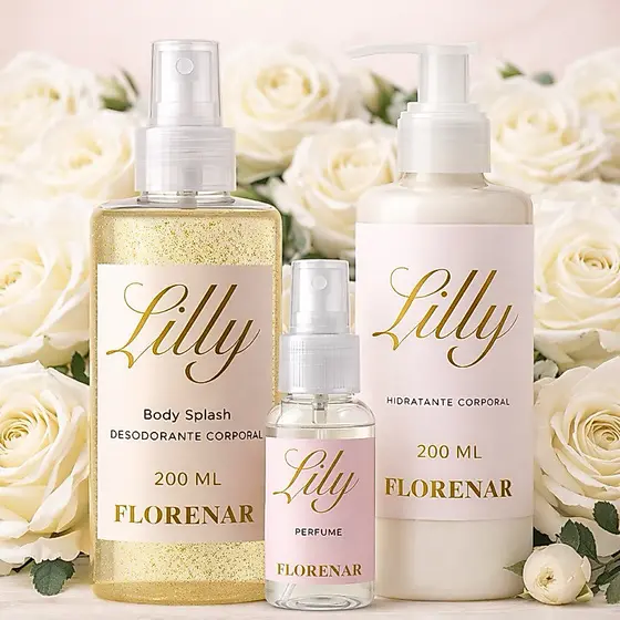Presente Lily – Perfume + Hidratante + Body Splash | Toque Fino e Feminino com glitter