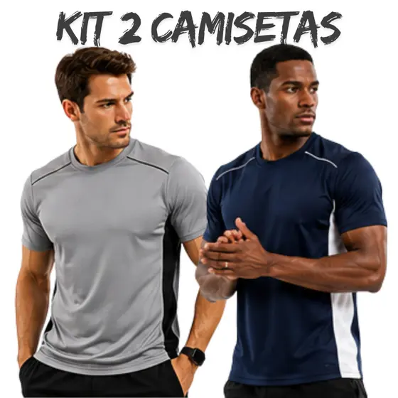 KIT 2 Camisetas DryFit Blusa Esportiva Academia Slim Fitness Treino Leve Confortavel Respiravel
