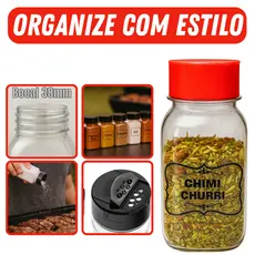 Kit Porta Tempero Pote Plástico 200ml Qualidade Altíssima Organização Tampa Dosadora dupla