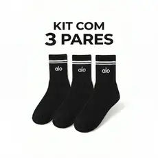 Kit 3 Pares de Meias Preta Para Academia Fitness Algodão Premium Unissex