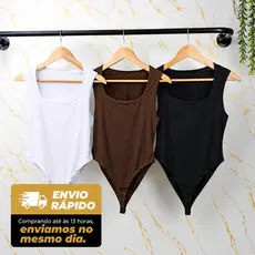 kit body suplex gola quadrada feminino casual dia a dia bori bore preto marrom branco