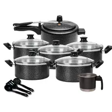 Kit 10 Peças Jogo de Panelas Conjunto com Panela de Pressão 2,5 Litros