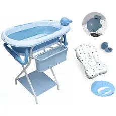 Banheira Dobrável Com Suporte e porta acessórios YPB291 Azul Yuupi
