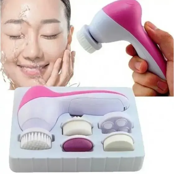 Escova Massageadora Kit 5 Em 1 Eletrico Para Corpo E Rosto