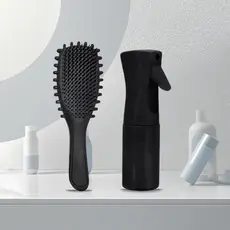 2 Peças Conjunto De Escova Onda Fitagem Cabelo Ondulação De Cerdas Frasco Spray Borrifador