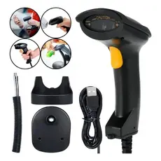 Kit Leitor De Código De Barras Com Fio e Com Suporte, boleto, vendas, compras, moderno e rápido.