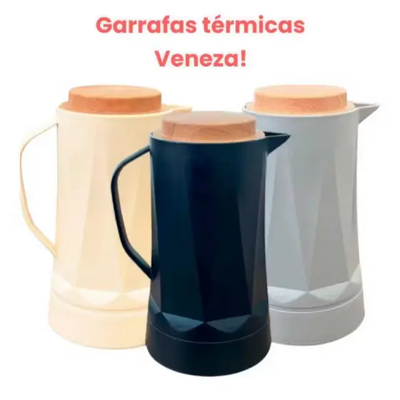 Garrafa térmica de Café, com vedação de bambu, modelo da Veneza, ideal para Café, chá, leite.