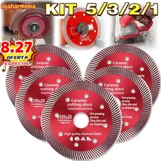 Kit5/3/2/1 Disco de Corte Diamantado Porcelanato 105 mm x 20 mm - 1,4mm A qualidade Super Fino Diamantado