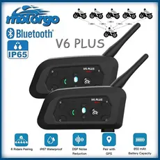 V6 PLUS Intercomunicador Mais Fone De Ouvido De Capacete De Motocicleta Bluetooth Com Interfone BT De 1500M Para 6 Pilot