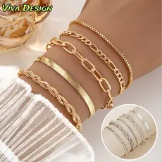 Conjunto De 5pcs/Set Pulseiras De Ouro Vintage Para Cobra De Cristal Feminina Corrente Acessórios Jóias