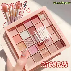 Paleta De Sombras Foscas E Pérolas De Baixa Saturação De 25 Cores Maquiagem Versátil De Longa Duração Inclui escova