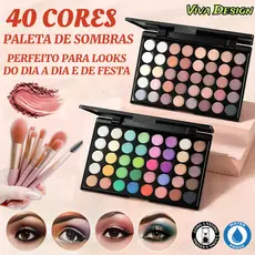 Paleta de Sombras com 40 Cores - Acabamento Matte e Shimmer, Alta Pigmentação, Efeito Esfumado e Longa Duração.