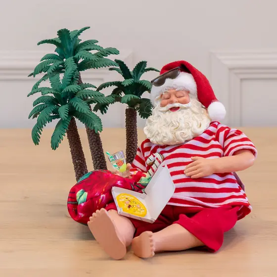 Resina Natal Papai Noel Praia (Colorido) 20cm (Florarte)