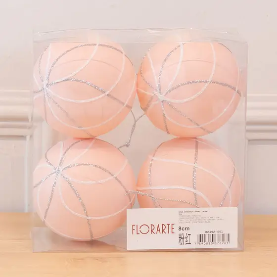 Bola Decorada Natal (Rosa) 8cm (Florarte)