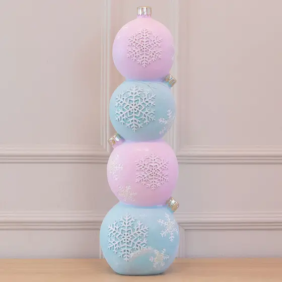 Bola de Natal Decorativa em Resina Rosa e Azul 54x12,5cm (Florarte)