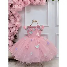Vestido Jardim Encantado Aplique Borboletas e Flores-1.2.3.4