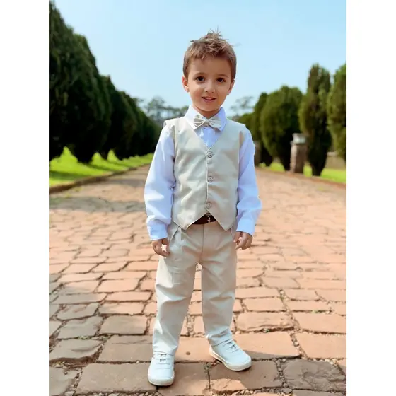 Conjunto Menino Colete C/Calça Bege -P.M.G.1.2.3.4.6.8.10.12