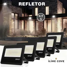 Kit 5 Refletor LED 200W Holofote Bivolt Super Brilhante Econômico com IP67 à Prova d'Água Externas