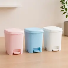 Lixeira Cesto 6L Rattan Rosa Com Pedal Perfeita para Escritório Cozinha Quarto Banheiro