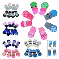 4 peças de Meia Para Pet Cães Gatos Antiderrapante Sapatos Socks Frio