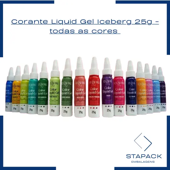 CORANTE ALIMENTICIO LIQUID GEL 25G CORES CONCENTRADO ICEBERG