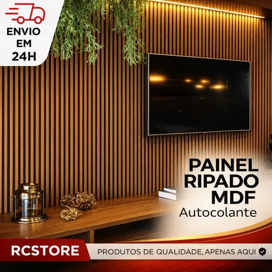 Kit Até 100 Placas Painel Ripado Decoração em MDF 45x10cm Revestimento para Parede - ENVIO FULL