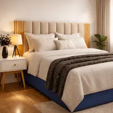 Kit Até 12 Painel Ripado + Cabeceira Modulada Estofada De Cama Casal King Queen Quarto Elegante