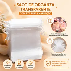 Kit 10/20/50/100 Un Saco Saquinho Organza Tule Saquinho 7x9 9x12 10x15 Branco Festa Casamento
