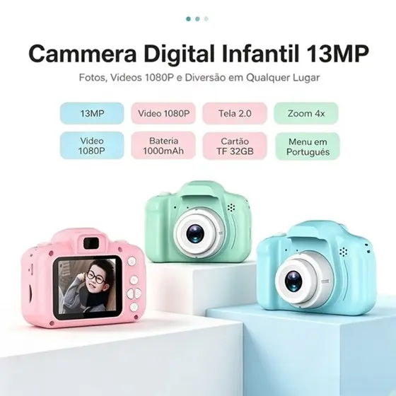 Mini Camera Infantil Digital Filmadora Infantil Maquina Fotografica Infantil AIRER.BR